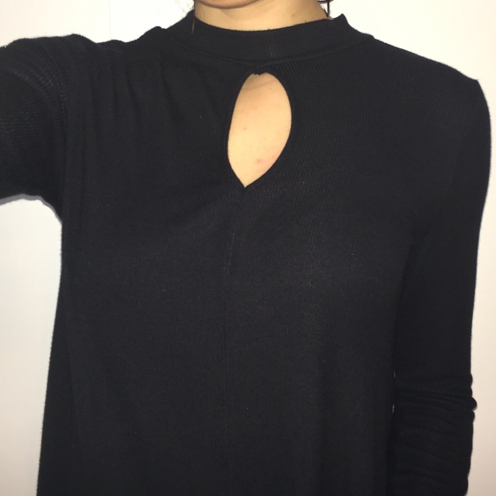 Black Long-sleeve with Oval Cut-Out